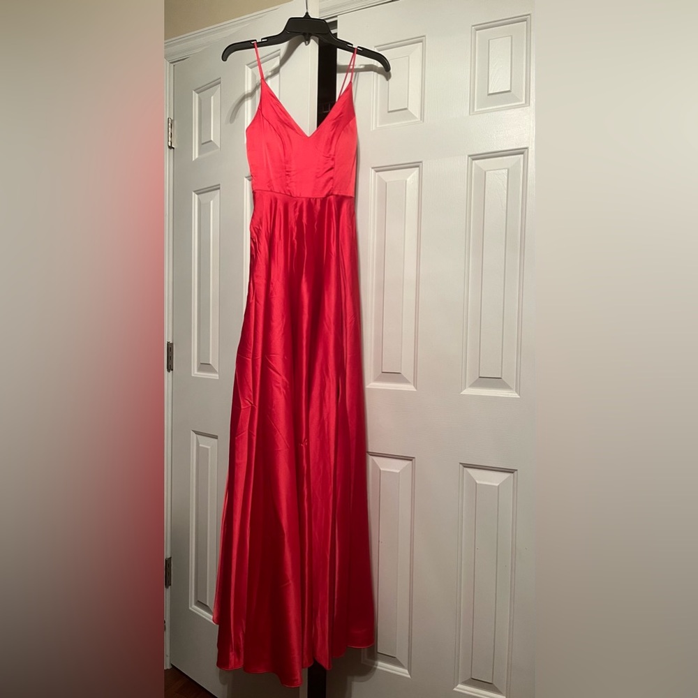 Red long prom dress